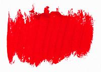 Watercolor brush stroke of red paint, on a white isolated background.