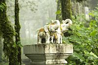 Elephant sculptures at the King Inthanon's Memorial Shrine; a shrine at Doi Inthanon, in Chiang Mai Province, Thailand. It houses the ashes of King In...