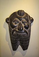 Güímar, Tenerife, Comunidad Autonoma des Canarias, Spain. Güímar Pyramids Museum. Pre-Colombian Pottery head of bearded man. Guerrero, Mexico (America...