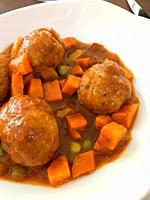 Meatballs with vegetables sauce.