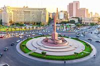 Famous Obelisk in the middle of Tahrir square, main government place of Cairo, Egypt.