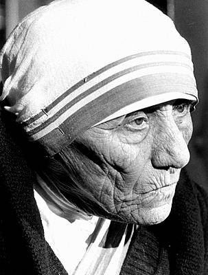 Mother Teresa, the founder of the Order 'Missionaries of Charity'. This picture was taken during her visit to her order located in Berlin and Karl-Marx-Stadt in March of 1988.-stock-photo