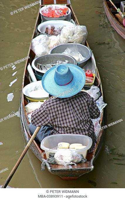 Thailand, Bangkok, Damnoen Saduak, swimming market, merchant, boat