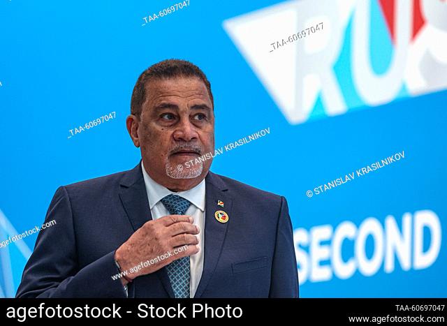 RUSSIA, ST PETERSBURG - JULY 27, 2023: Sylvestre Radegonde, Seychelles' Minister for Foreign Affairs and Tourism, arrives for the plenary session of the...
