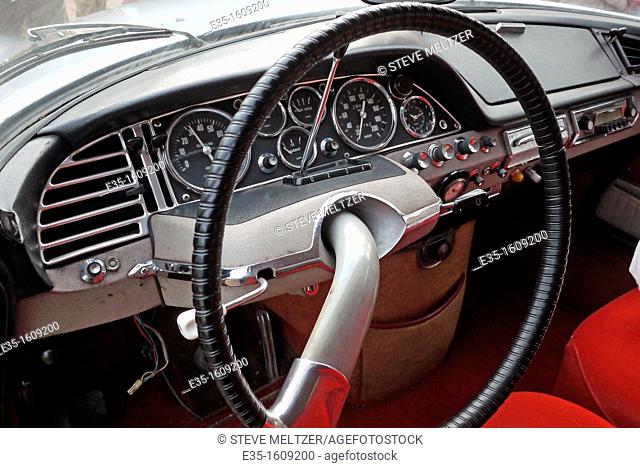 The interior dashboard of a 1976  Renault alpine V-6 sports car