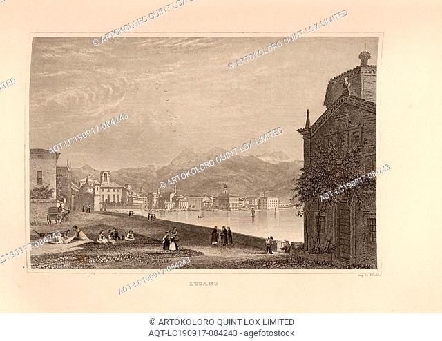 Lugano, View of Lugano, after p. 178, p. 281, Müller, Adolph (gezeichnet); Winkles, Henry (gestochen), 1858, Heinrich Zschokke: Die Schweiz in ihren klassischen...