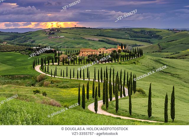 Agriturismo Baccoleno Italy, Italia. Tuscany, Toscana. Crete Senesi. Siena district. Asciano. Tuscany landscape in Siena district