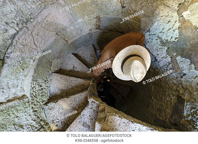 Torre de los susurros, escalera de caracol, Lazareto de Mahón, Península de San Felipet, puerto de Mahón, Menorca, balearic islands, Spain