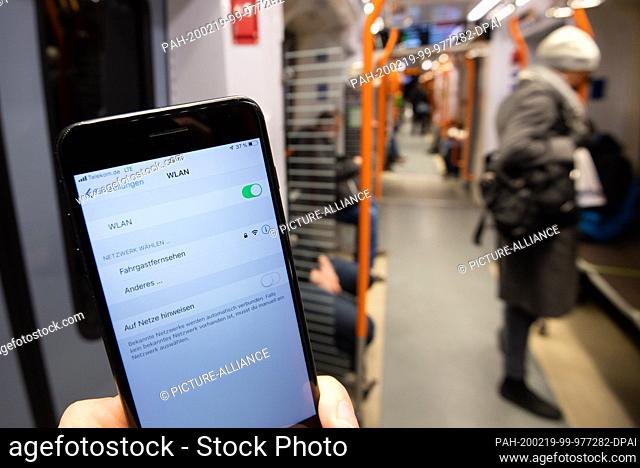 19 February 2020, Lower Saxony, Hanover: ILLUSTRATION - On a display of a smartphone WLAN networks are shown in a light rail of the Ìstra Hannoversche...