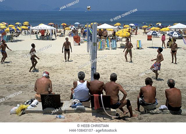 Brazil, South America, Rio de Janeiro, Ipanema Beach, South America, beach volleyball, playing, locals, local people