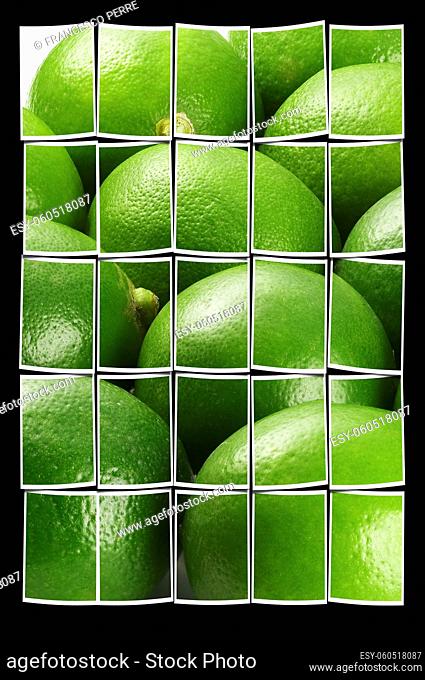 bounch of vivid green fresh lime view from close up