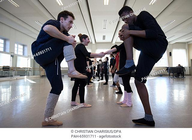 Eddy (R), student at the Heinrich Ernst Stoetzner Special Needs School, and Kristian Lever, member of the Federal Youth Ballet