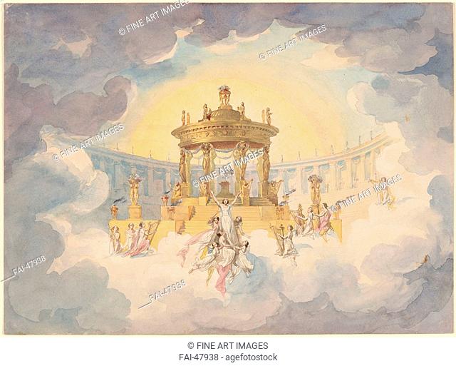 Stage design for the opera Faust by Ch. Gounod by Roller, Andreas Leonhard (1805-1891)/Watercolour on paper/Theatrical scenic painting/c