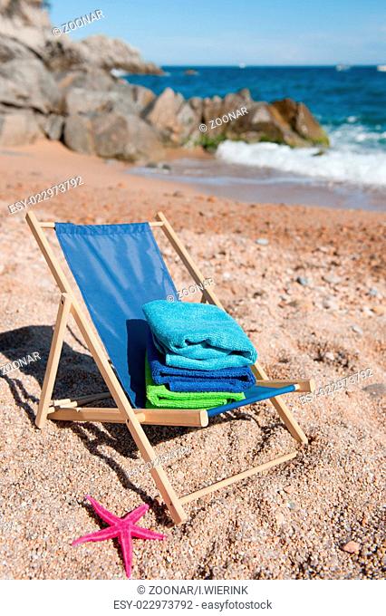 Beach chair with towels