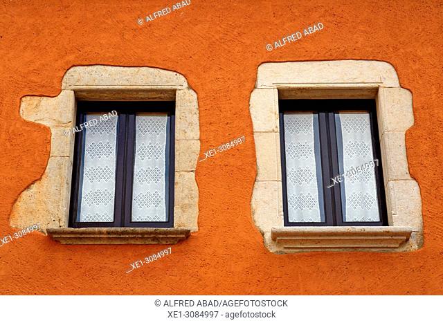 Two objects, windows, Begur, Girona, Catalonia, Spain