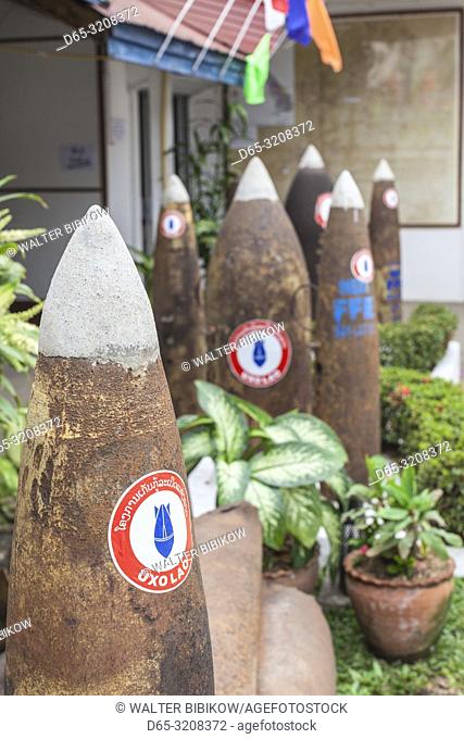 Laos, Luang Prabang, UXO Laos Information Center, organization dedicated to clearing unexploded ordnance, exterior with bombs