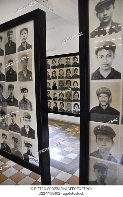 Phnom Penh (Cambodia): photos of the victims at the Tuol Sleng Genocide Museum, former school and Security Prison 21 (S-21) of the Khmer Rouge regime