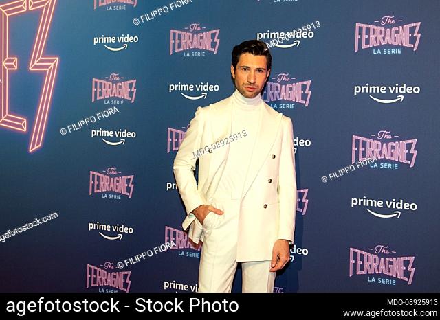 Filippo Fiora attends the photocall of the tv series ""The Ferragnez"" on December 02, 2021 in Milan, Italy