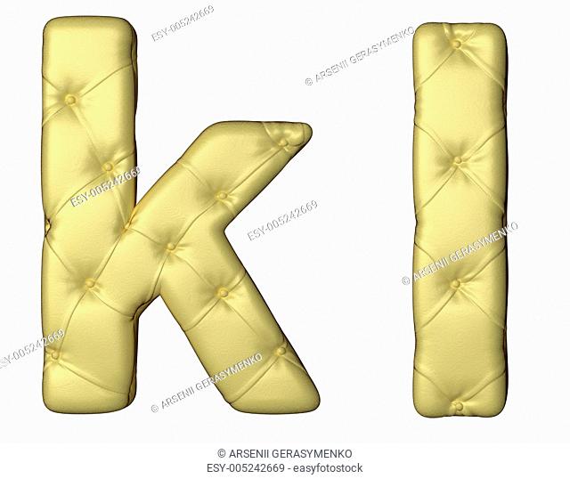 Luxury beige leather font K L letters