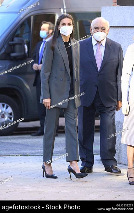 Queen Letizia of Spain attends a Meeting with the Foundation for Help Against Drug Addiction and closing of the '(In)foprmate' project at Campus Google on...
