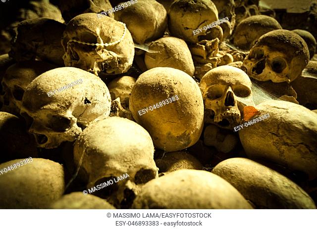 dark ages, skulls in cemetery, Naples