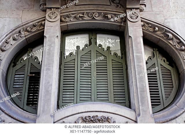 modernist windows, Barcelona, Catalonia, Spain