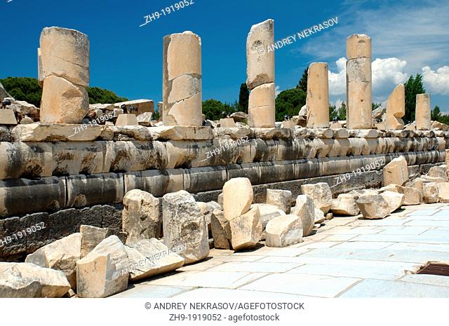 Roman road, antique city of Ephesus, Efes, Turkey, Western Asia
