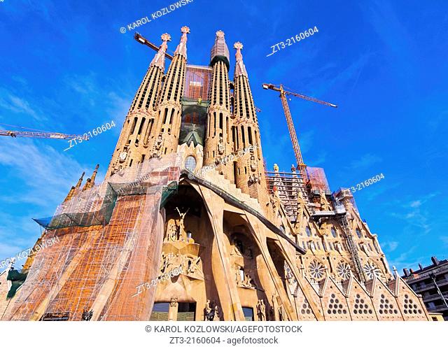 Sagrada Familia - famous church designed by Antoni Gaudi in Barcelona, Catalonia, Spain