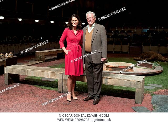 Nobel Laureate, Peruvian Mario Vargas Llosa, next to Spanish actress Aitana Sanchez Gijon, during the presentation of the theatrical adaptation of his...