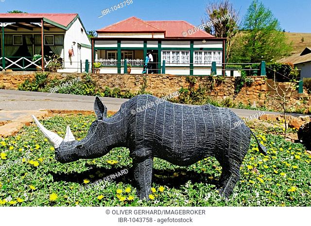 Rhino as art handicraft in the former gold digger town Pilgrim's Rest, Mpumalanga, South Africa, Africa