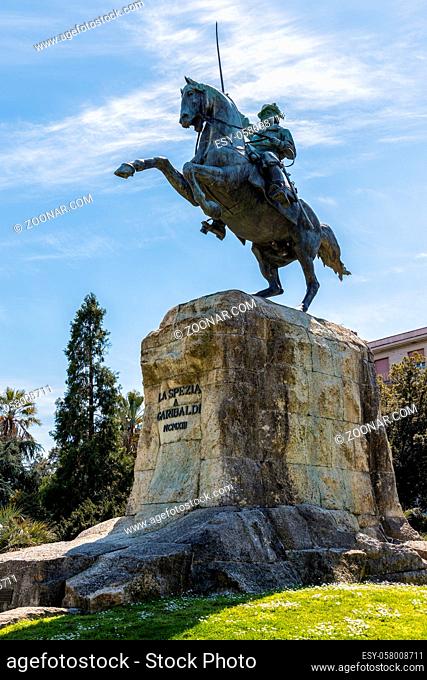 LA SPEZIA, LIGURIA/ITALY - APRIL 19 : Monument to Garibaldi in La Spezia Liguria Italy on April 19, 2019