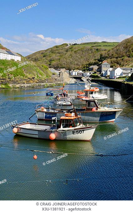 Boats in Boscastle Harbour on the North Cornwall coast, England, United Kingdom