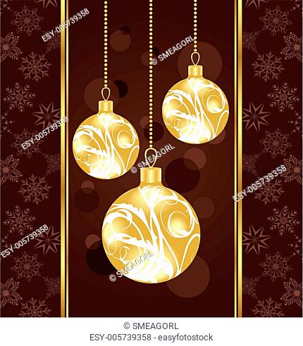 cute Christmas card with gold balls