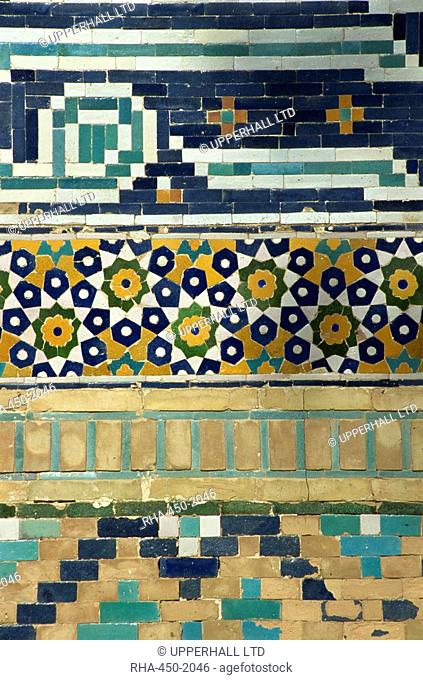 Ceramic detail, Nadir Divanbegi madrasah, Bukhara, Uzbekistan, Central Asia, Asia