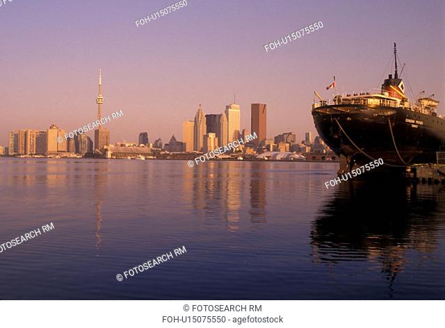 skyline, Toronto, Canada, Ontario, Lake Ontario, Skyline of downtown Toronto from Toronto Inner Harbor on Lake Ontario