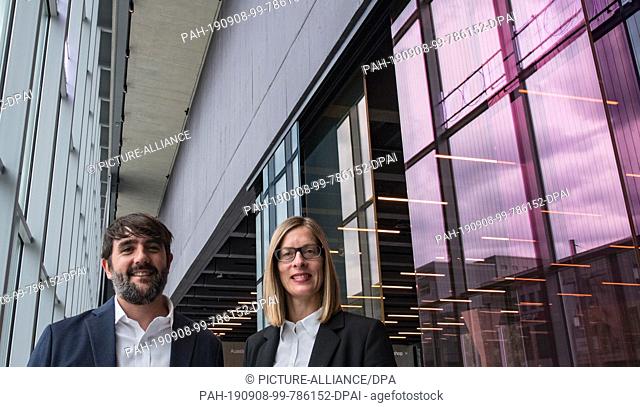07 September 2019, Saxony-Anhalt, Dessau-Roßlau: Claudia Perren, Director of the Bauhaus Dessau Foundation, and Roberto Gonzalez from Addenda Architects in...
