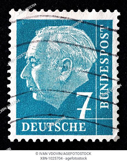 Theodor Heuss, President of West Germany 1949-1959, postage stamp, Germany
