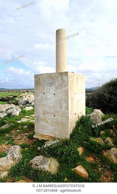 Trig, trig station, triangulation station or trigonometrical point in Menorca Island, Balearic Islands, Spain