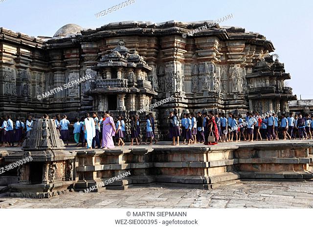 India, South India, Belur, Tourist at chennakesava temple