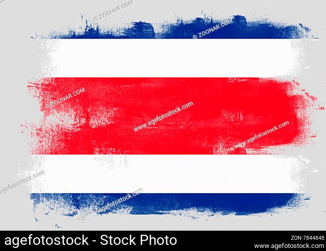Flag of Costa Rica painted with brush on solid background
