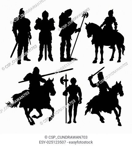 Knight soldier silhouettes