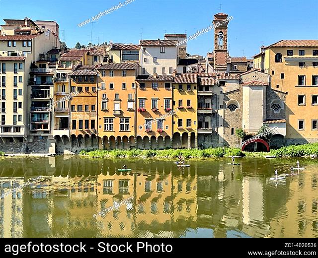Old town of Florence on the Arno river- Italy