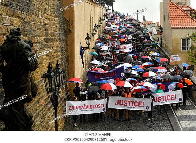 March for independent judiciary against appointing Marie Benesova as new justice minister organised by Million Moments for Democracy group in Prague