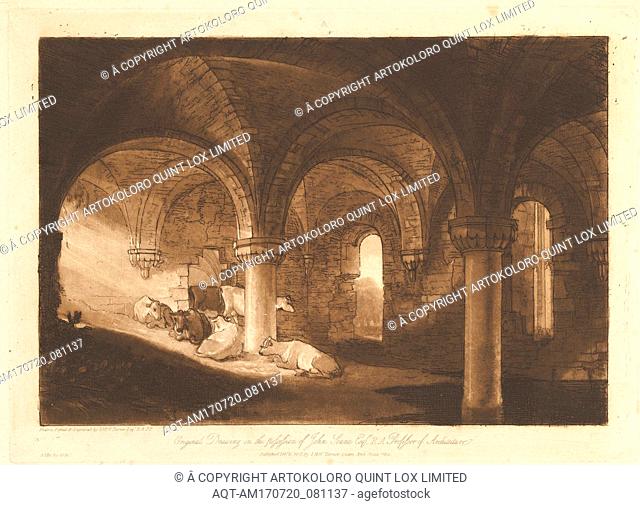 Crypt of Kirkstall Abbey (Liber Studiorum, part VIII, plate 39), February 11, 1812, Etching, aquatint and mezzotint; second state of four