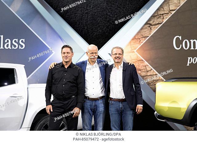 Gorden Wagener (L-R), Director of Design at Daimler, Dieter Zetsche, Chairman of the Board of Daimler AG and Head of Mercedes-Benz Cars and Volker Mornhinweg...
