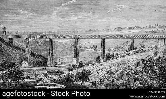 railway from montlucon to limoges, viaduct of the valley of the creuse, the illustrious universe, publisher michel levy 1868