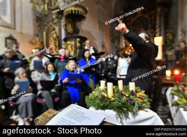 The rare electrified Baroque altar by Franz Stilp in St. George's Church in Semnevice, Plzen Region, Czech Republic, was lit up on December 16, 2023