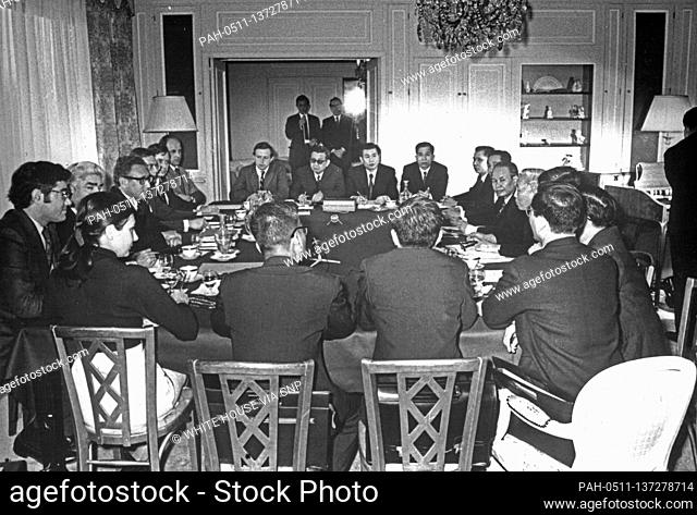 In this photo released by the White House, this photo was taken during the talks between Dr. Henry A. Kissinger, third from the left