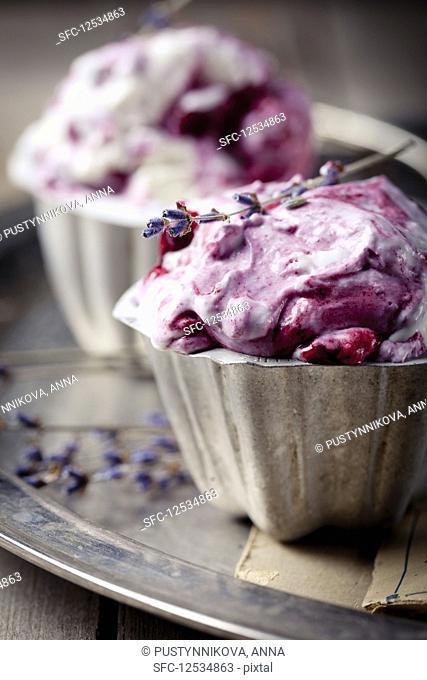 Berry ice cream with lavender