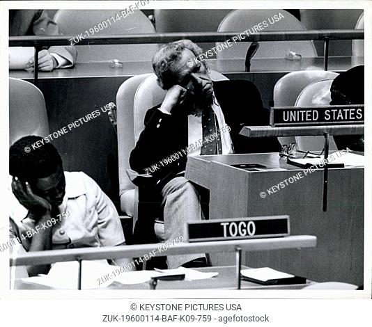 1984 - Charles Lichenstein - The United Nations, New York, New York. United States Ambassador Charles Lichesntein asleep during a meeting of the United Nations...
